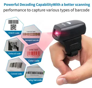 New Ring Finger Scanner Mini Pocket Barcode Reader Wireless 2d Wearable Portable Barcode Scanner