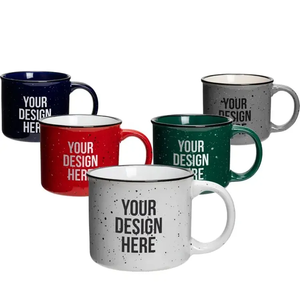 Taza de café de cerámica de gres esmaltado para regalo con logotipo impreso, moderna, clásica, vintage, moteada, 15oz - Product Image 2