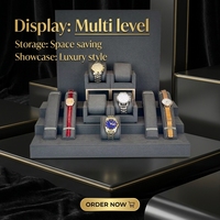 Présentoir en bois personnalisé en MDF pour montres, montres connectées et bijoux, avec coussinets de rangement, vente en gros, personnalisation du logo