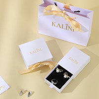 Boîte à bijoux rigide blanche avec tiroir, logo personnalisé, emballage cadeau en feuille d'or, ensemble de boîtes coulissantes en carton, coffret boutique artisanal