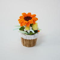 Kit de fleurs en chenille faites à la main, 3 styles de plantes artificielles en pot avec tulipes, tournesols et lys, idéal pour les cadeaux - Vente flash