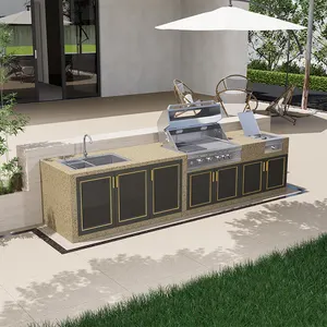 Hoge Kwaliteit Aangepaste Keuken Modern Design Outdoor Tuin Bbq Grill Aanrecht Werkblad Voor Villa