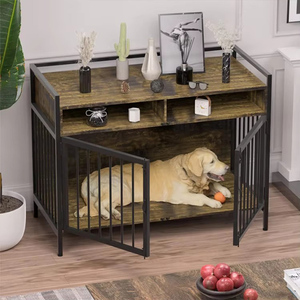Jaula para Perros Resistente, Mueble de Madera y Metal para Interiores, con Doble Puerta, Anti-Mordidas, Cajones de Almacenamiento y Bandeja Extraíble - Product Image 3