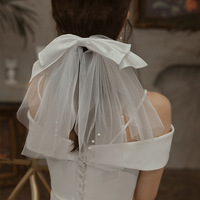 LUOXIN Nouveaux Accessoires pour Cheveux Courts Tulle Doux Mariage Perle Voile de Cheveux de Mariée