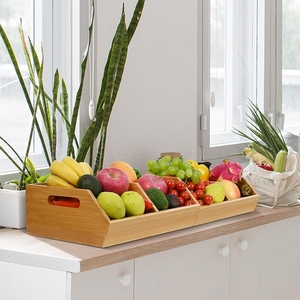 Cubo de almacenamiento apilable de bambú Estante de almacenamiento de cocina Respetuoso con el medio ambiente Ahorro de espacio Divisor extraíble - Product Image 6