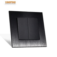 86 Tipo de Panel de Aluminio Estándar DE LA UE 2 Gang 1 Way 2 Way interruptor de luz moderno eléctrico doble 10A interruptor de luz de control