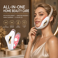Appareil de lifting visage et cou à micro-courant 4 modes, compresse chaude LED 5 couleurs, masseur facial amincissant double menton