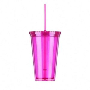 Flat-Lid Reusable Water Cup With <b>Double</b>-<b>Walled</b> Transparent Portable Food-Safe Anti-Corrosion Coating - Product Image 4