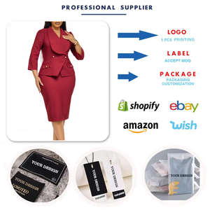 D604 Custom LOGO Career Dresses Big Collar 3/4 Sleeve Slim Waist Office Lady Dress Elegant African Dresses for Women <strong>Clothing</strong> - Product Image 3
