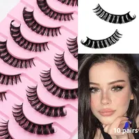 Vente chaude variété de faux cils épais 10 paires de faux cils de style naturel bouclés russes 20mm ensemble de faux cils