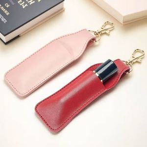 Portable Pu Holder With Keychain Lip Balm Case Travel Makeup Lipstick <b>Bag</b> - Product Image 3