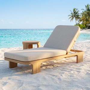 Chaise longue <span class=keywords><strong>de</strong></span> <span class=keywords><strong>jardin</strong></span> en teck naturel, design moderne, écologique, durable, pour patio, piscine, relaxation - Product Image 2