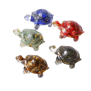 Commercio all'ingrosso pendolo in resina naturale simpatico animale piccola tartaruga decorazione da giardino sfera di cristallo diamante colla ghiaia gocce di cristallo - Product Image 1