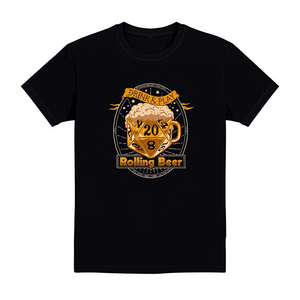 T-shirt Rolling Beer noir, design Drink And Play, taille adulte unisexe - Product Image 2