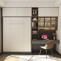 Horizontal pliant loin dépliable gain de place étude mur lit escamotable lits cachés invisibles avec armoire à livres Table de bureau d'ordinateur