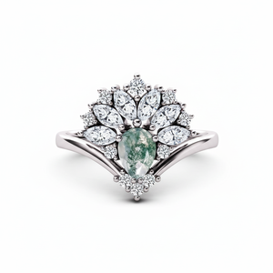 925เงินสเตอร์ลิงธรรมชาติที่สวยงามมอสโมราแหวนสั่งซื้อออนไลน์ตอนนี้ในราคาขายส่งจากผู้ผลิตเครื่องประดับหิน - Product Image 1