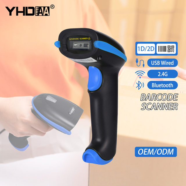 YHDAA Handheld 2D CMOS QR Code Reader Rugged for Bluetooth Wireless Barcode Scanner USB Interface for Store Use in Stock