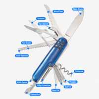 Couteau de poche pliable 11-en-1, multi-outils en acier inoxydable, outil de survie pour le camping, multifonctionnel, avec option de logo personnalisé