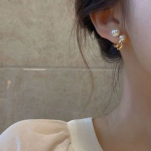 Korean Earring Claw Ear <b>Hook</b> <b>Clip</b> Earrings for Women 2 Big Pearl Gold Color Ear Earrings Fashion Jewelry Gift - Product Image 5