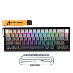 <span class=keywords><strong>Teclado</strong></span> Inalámbrico ATTACK SHARK X68PRO HE 60% con Cable En Espiral, Tres Modos, Frecuencia de Sondeo de 8000Hz, <span class=keywords><strong>Teclado</strong></span> para Juegos DKS - Product Image 1