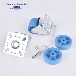 15-Zoll 2-Zoll Doppelreihige PA-Lenkrolle mit blauer Oberplatte, Hochleistungs-Nylon-Laufrollen für Waschmaschinen und Kühlschränke - Product Image 3