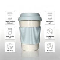 Vente en gros de tasses à café en grains de 350 ml, écologiques, portables, réutilisables, sans BPA, avec logo personnalisé pour cadeau d'entreprise