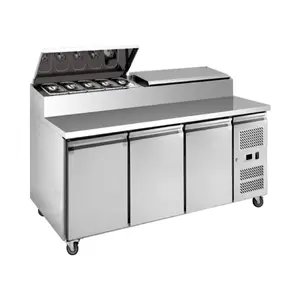 High Quality Stainless Steel Kitchen Counter Table Refrigerated Salad Bar Sandwich Counter