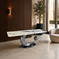 Table console en marbre Calacatta Estremoz naturel poli pour villa, hôtel, entrée, salon, meubles d'intérieur