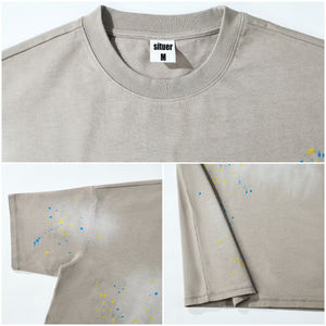 TKAN 172 personnalisé couleur éclaboussures unisexe Vintage lavé t-shirt 100% coton 310gsm poids lourd haut Streetwear - Product Image 3