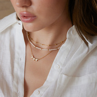 Collier en acier inoxydable avec perles acryliques, chaîne satellite couleur or, bijoux tendance pour femmes