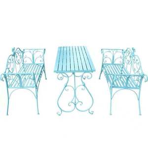 Minimalist <strong>Wrought</strong> <strong>Iron</strong> Midcentury <strong>Bistro</strong> <strong>Set</strong> Three Piece Outdoor Furniture for Courtyard Garden Balcony Hotel Park LS Model - Product Image 2