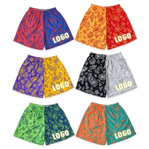 Pantalones Cortos Deportivos Casuales Personalizados de 5 Pulgadas con Forro de Malla Suave de Poliéster, Estampado Paisley por Transferencia Térmica, Bicolor, Transpirables y de Secado Rápido - Product Image 1