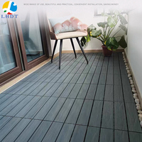 Matière plastique Style design européen Fonction antidérapante Carreaux de sol Type 12 lamelles Carrelage de terrasse à emboîtement-Noir