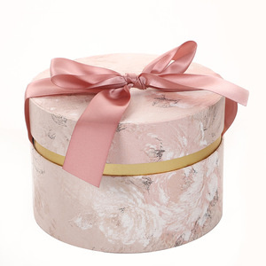 Luxury Round Floral Paper <b>Jewelry</b> <b>Box</b> Custom Logo Ribbon Bow Gift Storage <b>Box</b> for <b>Necklace</b> Earring Ring - Product Image 1