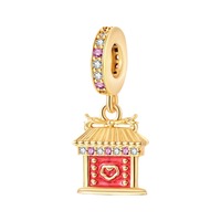 Pendentifs Perles en Argent 925 pour la Série du Nouvel An pour Enfants, Motifs Danse du Lion, Lanterne Rouge et Chat Porte-Bonheur, Meilleures Ventes Transfrontalières