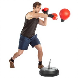 Sac de frappe réflexe réglable avec ressort de rebond, entraîneur de vitesse de boxe sur socle pour exercices à domicile - Product Image 4