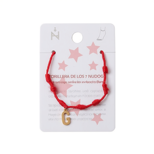 Tobillera de Acero Inoxidable con Nudo de Siete Estrellas, Letra G, Cuerda Roja, Amuleto de Protección Hecho a Mano - Product Image 1