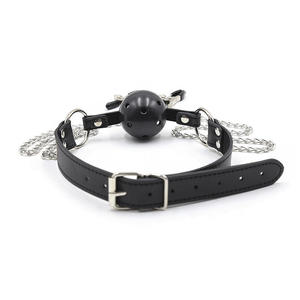 BDSM - Mordaza de Bola Ajustable con Correa de PVC, Mordaza Negra Transpirable para la Boca, Juguete de Bondage para Adultos, Juego de Roles Dominante y Súbdito para Parejas - Product Image 4