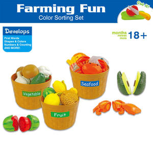 Ensemble d'apprentissage des couleurs pour tout-petits, jeu de tri, thème ferme, marché, cuisine, aliments et fruits de mer, jouets pour enfants pour couper les fruits et légumes - Product Image 2