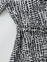 Robe chemise longue décontractée à col rabattu, manches longues, boutons noirs et blancs, pour femmes