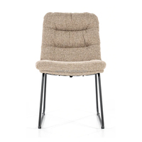 Chaise de salle à manger moderne à pieds en métal de haute qualité Salle de restaurant moderne Chaise de salle à manger en velours en tissu français avec dos incurvé gris