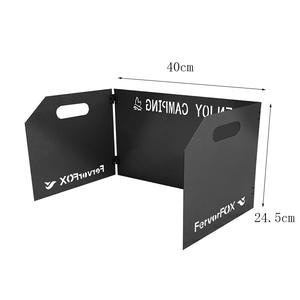 Parabrisas para estufa de camping Folfox, 40x24,5 cm, placa plegable portátil de metal de tres pliegues a prueba de viento para uso en exteriores - Product Image 3