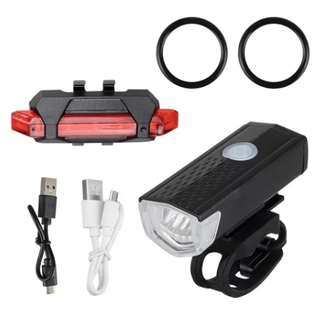 Bicycle Flashlights Light Set with 2200mAh Battery USB Chargeable LED Front and Tail Lights for Night Riding