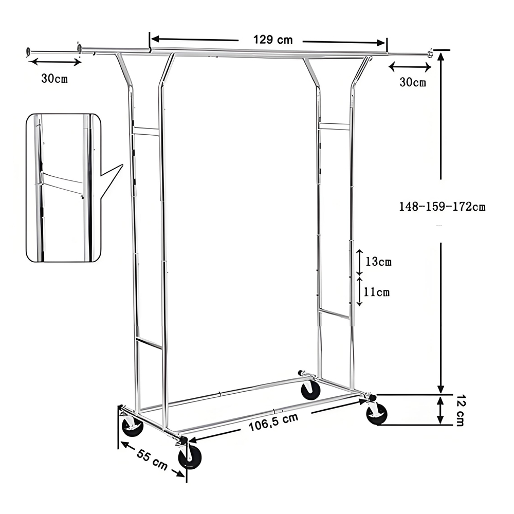 Ancho: 129-189CM, Alto: 148-159-172CM