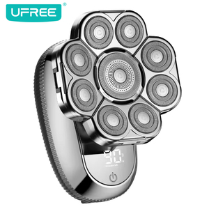 Rasoir imperméable à l'eau sans fil pour hommes, crâne humide/sec et chauve avec lame rotative, ciseaux, coupe-nez, brosse, masseur - Product Image 1