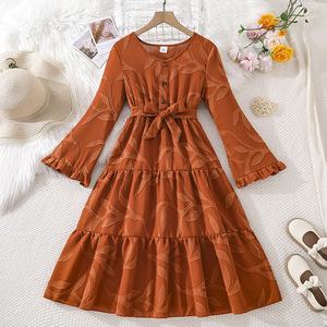 Vestido Cómodo con Volantes en las Mangas y Lazo en la Cintura <span class=keywords><strong>para</strong></span> <span class=keywords><strong>Adolescentes</strong></span>, Uso Diario Informal - Product Image 1