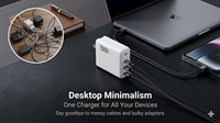 Chargeur mural GaN 100W avec prises interchangeables PD3.0 QC4.0 Multi USB-C USB-A, adaptateur secteur de voyage EU UK AU avec prises remplaçables