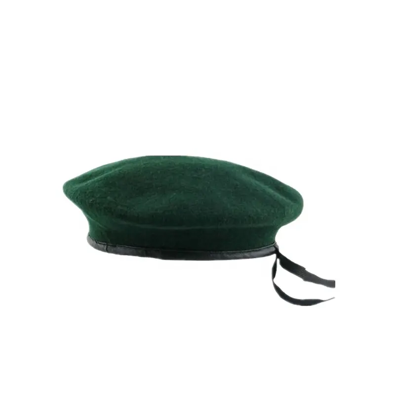 OD Green Tactical Customized Wool Security Beret Hat with Leather Binding