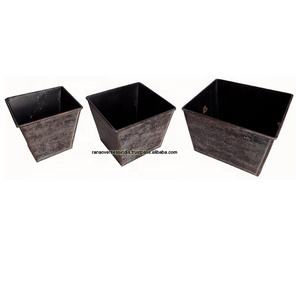 Home Hotel Office Restaurant and Balcony Decorative Square Iron Metal Planter Set of Three - Product Image 1