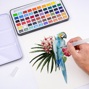 Fournitures d'art 50 72 90 100 Couleurs Oem Personnalisé 2.8CM Peinture à l'eau sèche Pigment d'aquarelle solide Ensemble de couleurs - Product Image 4
